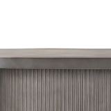 75 Inch Modern Concrete Oval Dining Table, Fluted Platform Base, Gray Tone