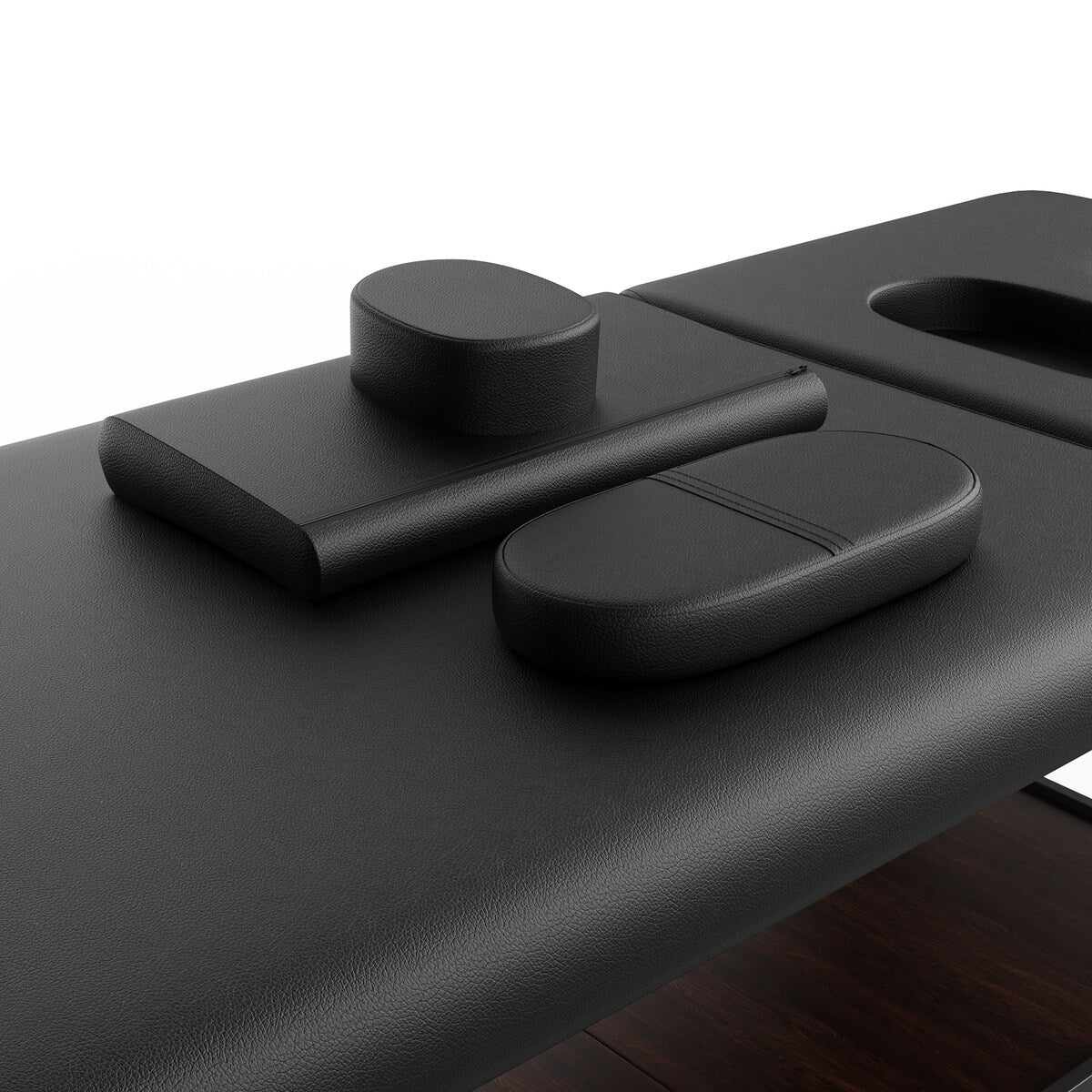 75-Inch Modern Massage Bed with Four Block Legs, Lower Shelf, Black