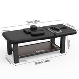 75-Inch Modern Massage Bed with Four Block Legs, Lower Shelf, Black