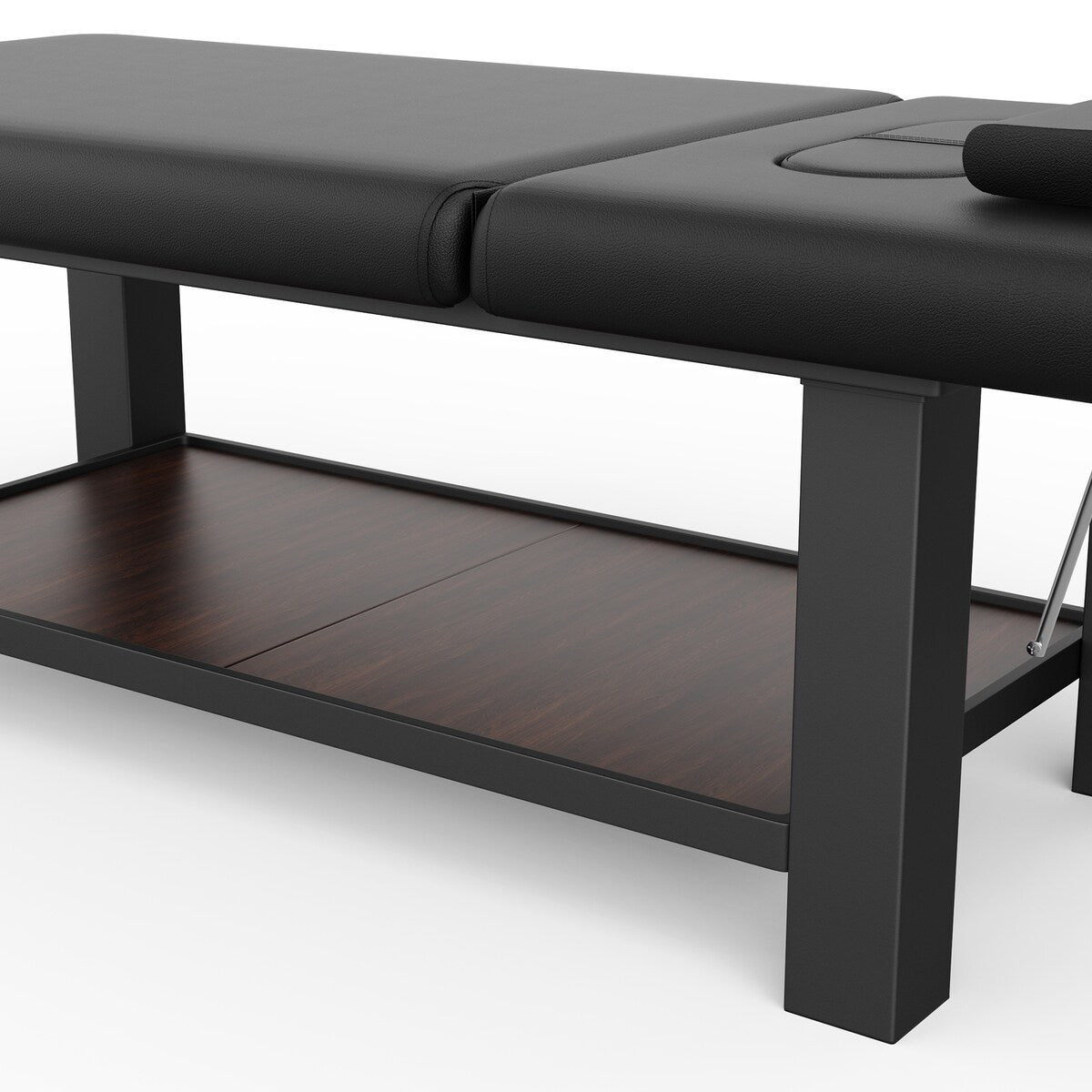 75-Inch Modern Massage Bed with Four Block Legs, Lower Shelf, Black