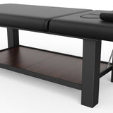 75-Inch Modern Massage Bed with Four Block Legs, Lower Shelf, Black