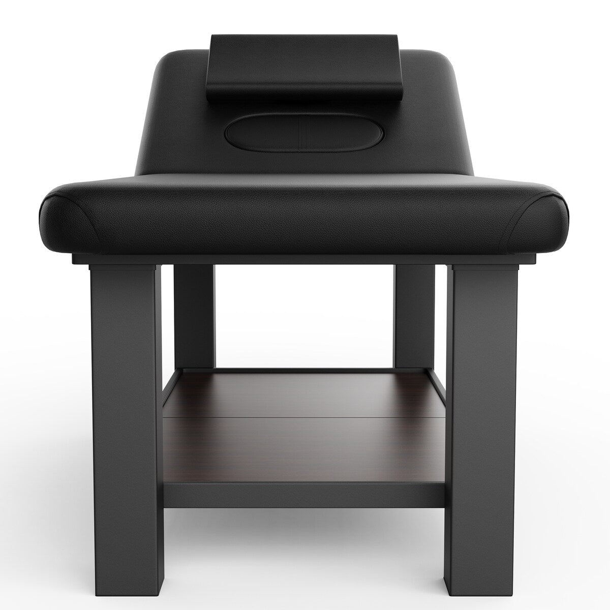 75-Inch Modern Massage Bed with Four Block Legs, Lower Shelf, Black