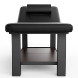 75-Inch Modern Massage Bed with Four Block Legs, Lower Shelf, Black
