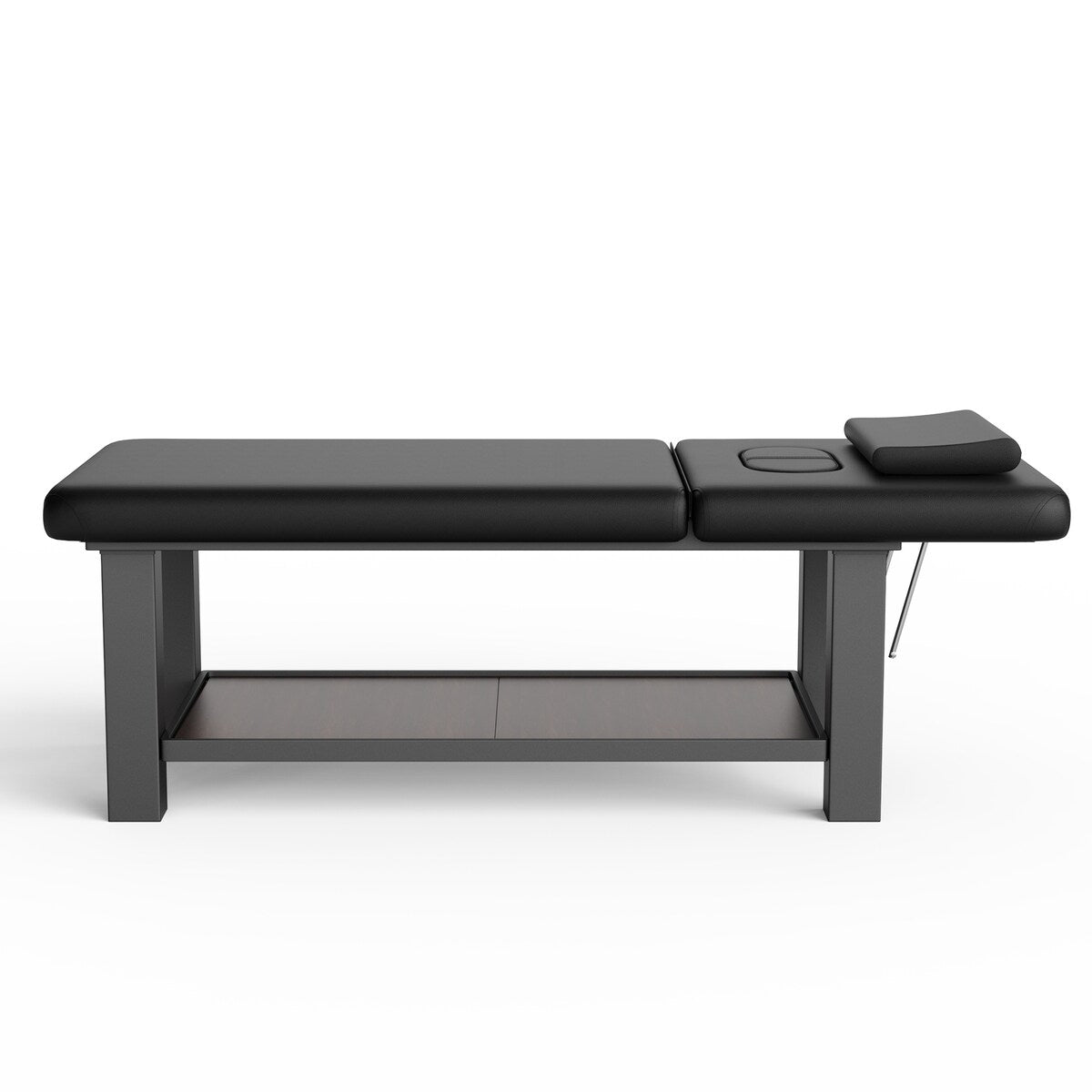 75-Inch Modern Massage Bed with Four Block Legs, Lower Shelf, Black