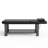 75-Inch Modern Massage Bed with Four Block Legs, Lower Shelf, Black