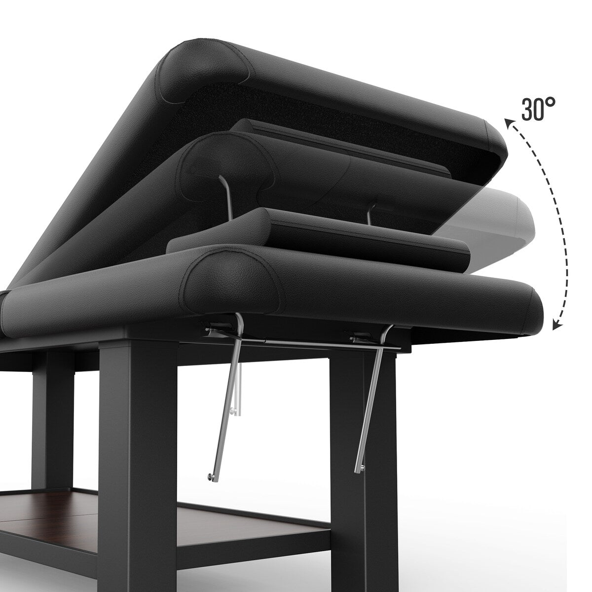 75-Inch Modern Massage Bed with Four Block Legs, Lower Shelf, Black