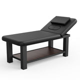 75-Inch Modern Massage Bed with Four Block Legs, Lower Shelf, Black