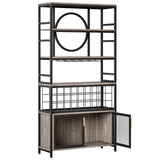 75 Inch Tall Wine Bar Cabinet 27-Bottle Industrial Liquor Cabinet for Living Room, Home Bar