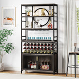 75 Inch Tall Wine Bar Cabinet 27-Bottle Industrial Liquor Cabinet for Living Room, Home Bar