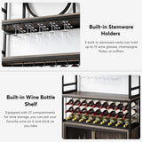 75 Inch Tall Wine Bar Cabinet 27-Bottle Industrial Liquor Cabinet for Living Room, Home Bar
