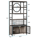 75 Inch Tall Wine Bar Cabinet 27-Bottle Industrial Liquor Cabinet for Living Room, Home Bar