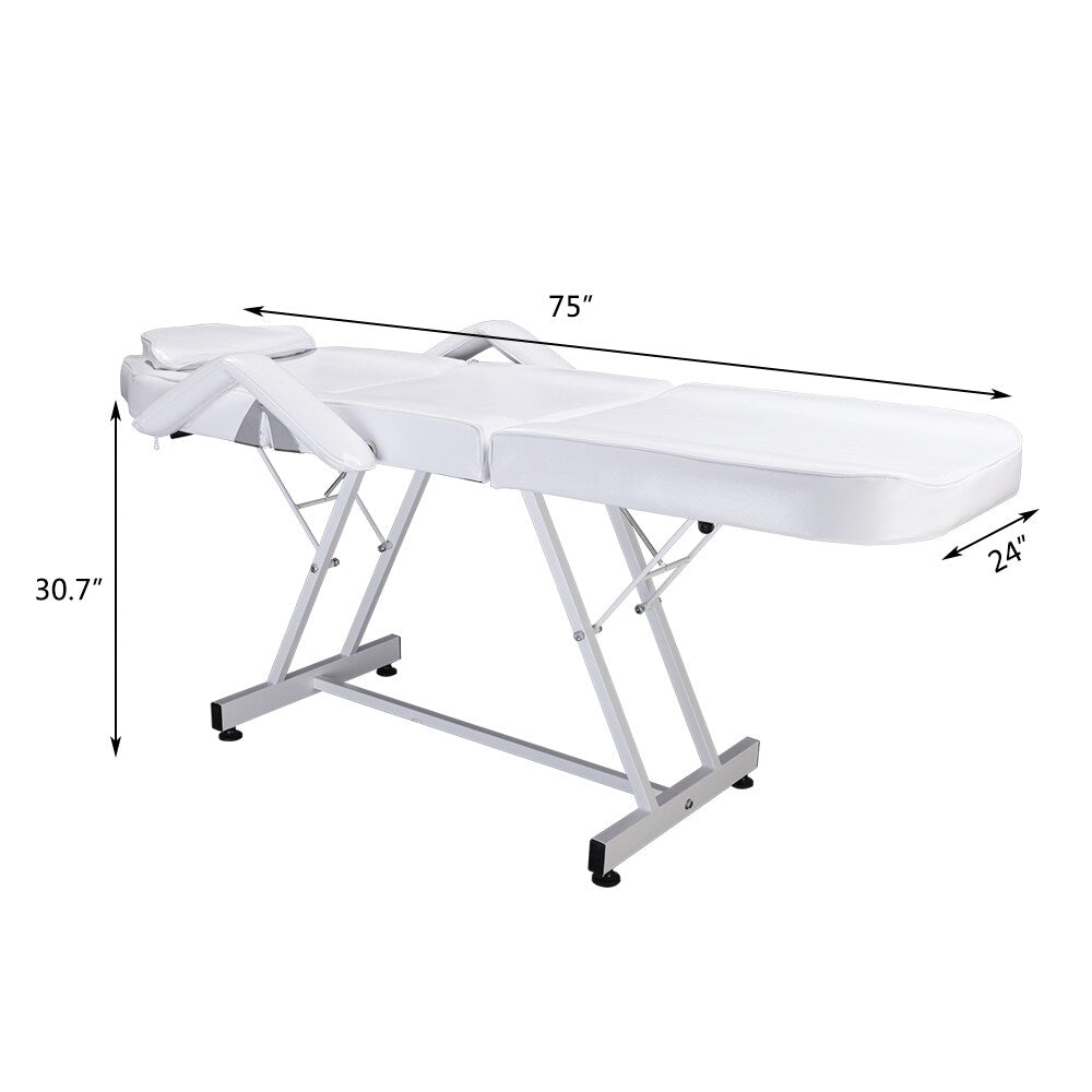 75" Adjustable Beauty Salon Spa Massage Bed Tattoo Chair White