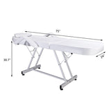 75" Adjustable Beauty Salon Spa Massage Bed Tattoo Chair White