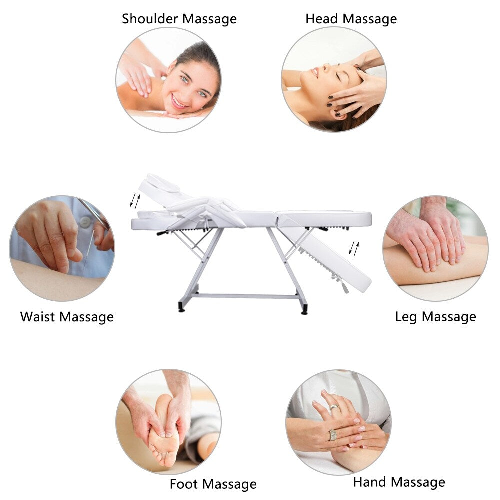 75" Adjustable Beauty Salon Spa Massage Bed Tattoo Chair White