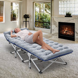 75" Folding Camping Bed with 3.3 Inch Mattress, Portable Sleeping Cot