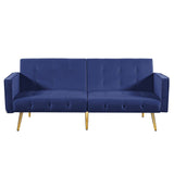 76" Velvet Square Arm Convertible Sofa Bed