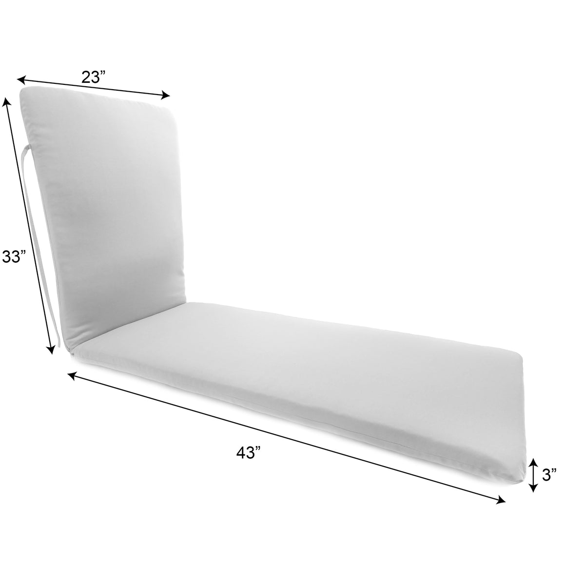 76" x 23" Outdoor Chaise Lounge Cushion with Ties and Loop - 76'' L x