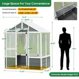 76''x48''x86'' Walk-in Outdoor Cold Frame Wooden Polycarbonate Plant Gardening Greenhouse for Patio Backyard Lawn