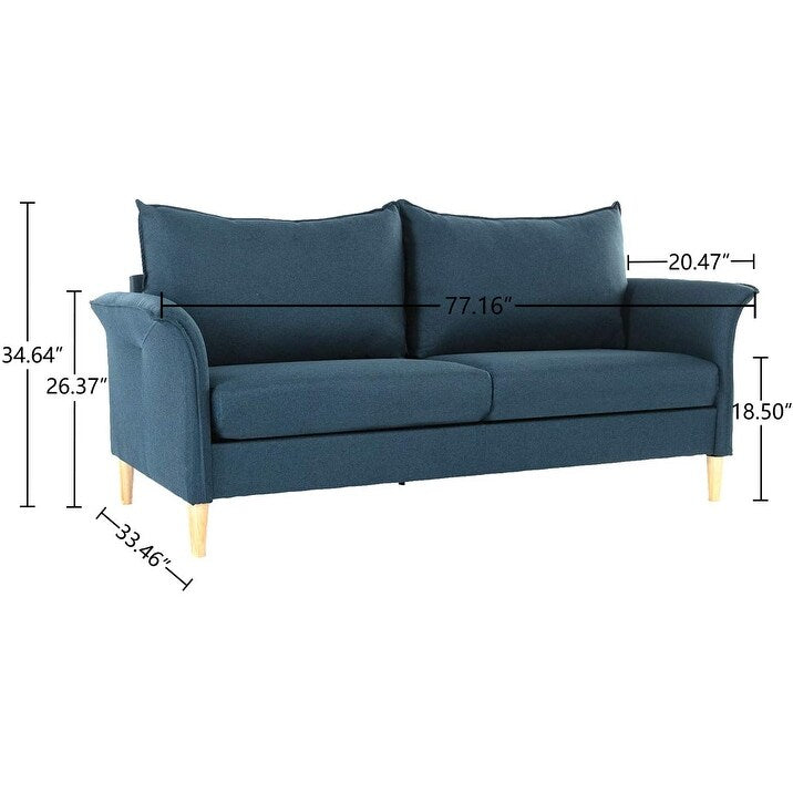 77.16" wooden straight leg double living room sofa