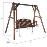 78 In. 2-Person Wood Patio Swing With Stand