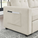 78.5-inch Beige Reversible Sleeper Sectional Sofa with Storage Chaise and Side Storage Bag - 78.5"W x 49"D x 31"H