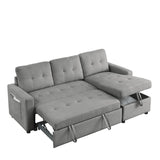 78.5-inch Beige Reversible Sleeper Sectional Sofa with Storage Chaise and Side Storage Bag - 78.5"W x 49"D x 31"H