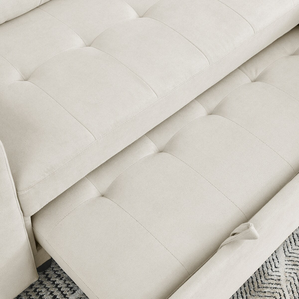 78.5-inch Beige Reversible Sleeper Sectional Sofa with Storage Chaise and Side Storage Bag - 78.5"W x 49"D x 31"H