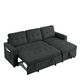 78.5-inch Beige Reversible Sleeper Sectional Sofa with Storage Chaise and Side Storage Bag - 78.5"W x 49"D x 31"H