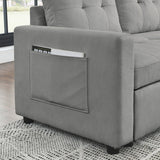 78.5-inch Beige Reversible Sleeper Sectional Sofa with Storage Chaise and Side Storage Bag - 78.5"W x 49"D x 31"H