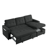 78.5-inch Beige Reversible Sleeper Sectional Sofa with Storage Chaise and Side Storage Bag - 78.5"W x 49"D x 31"H