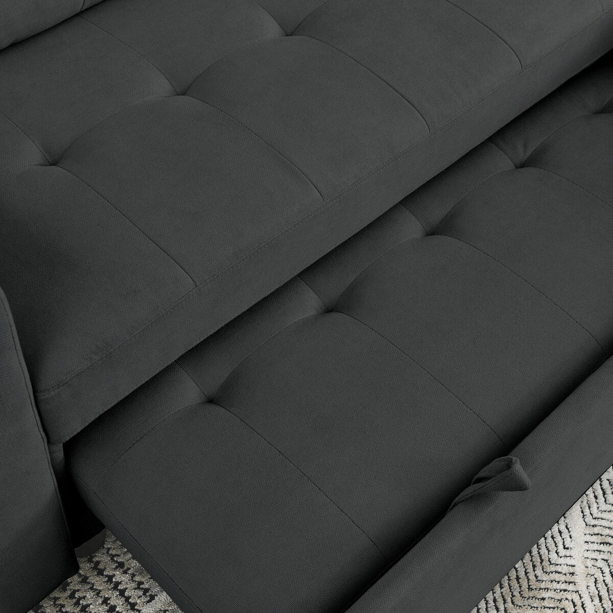 78.5-inch Beige Reversible Sleeper Sectional Sofa with Storage Chaise and Side Storage Bag - 78.5"W x 49"D x 31"H