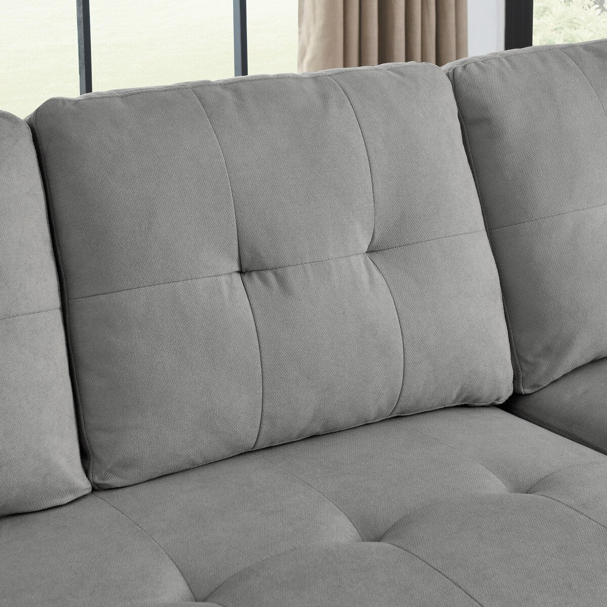 78.5-inch Beige Reversible Sleeper Sectional Sofa with Storage Chaise and Side Storage Bag - 78.5"W x 49"D x 31"H