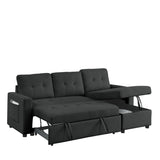78.5-inch Beige Reversible Sleeper Sectional Sofa with Storage Chaise and Side Storage Bag - 78.5"W x 49"D x 31"H