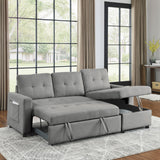 78.5-inch Beige Reversible Sleeper Sectional Sofa with Storage Chaise and Side Storage Bag - 78.5"W x 49"D x 31"H