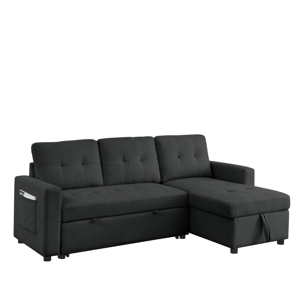 78.5-inch Beige Reversible Sleeper Sectional Sofa with Storage Chaise and Side Storage Bag - 78.5"W x 49"D x 31"H