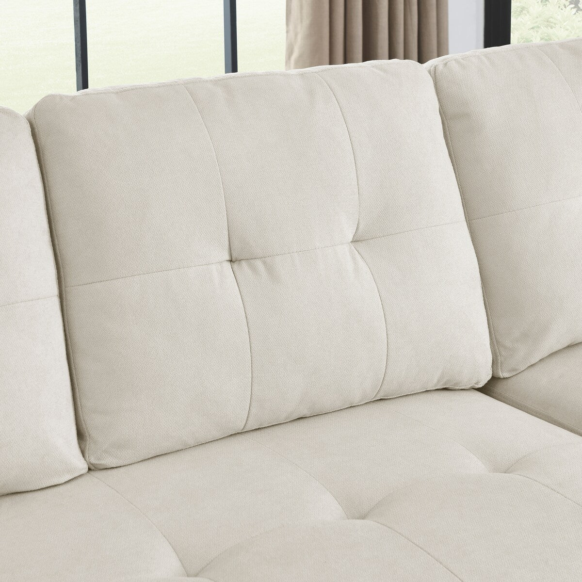 78.5-inch Beige Reversible Sleeper Sectional Sofa with Storage Chaise and Side Storage Bag - 78.5"W x 49"D x 31"H