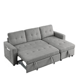 78.5-inch Beige Reversible Sleeper Sectional Sofa with Storage Chaise and Side Storage Bag - 78.5"W x 49"D x 31"H