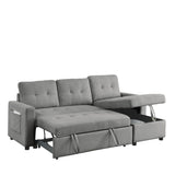 78.5-inch Beige Reversible Sleeper Sectional Sofa with Storage Chaise and Side Storage Bag - 78.5"W x 49"D x 31"H