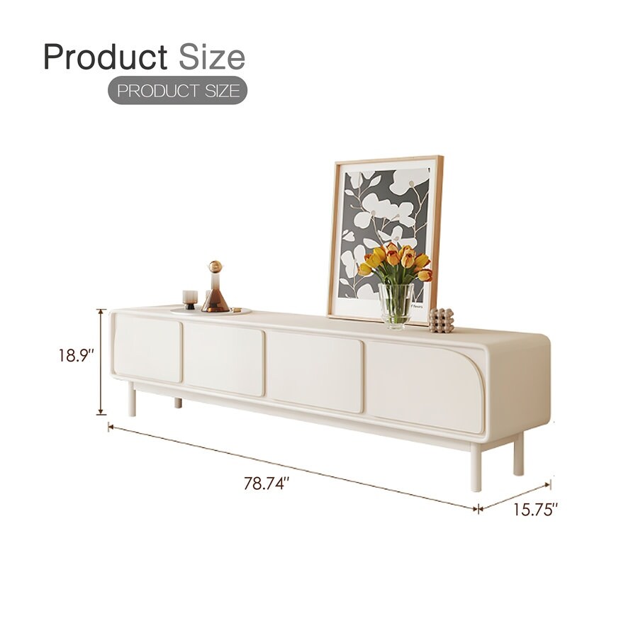 78.74'' Elegance in French Cream White Media Console - 78 inches in width