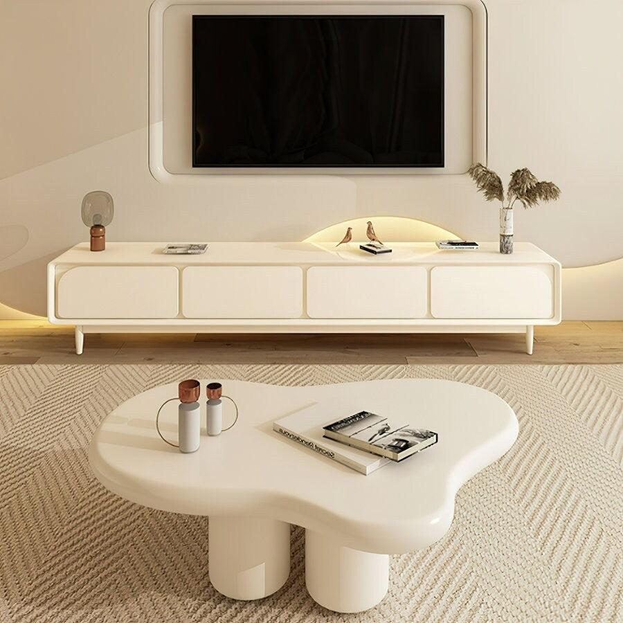 78.74'' Elegance in French Cream White Media Console - 78 inches in width
