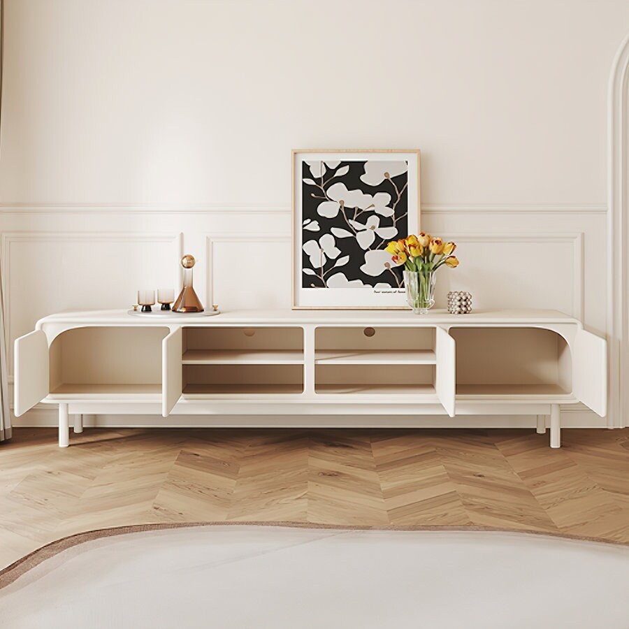 78.74'' Elegance in French Cream White Media Console - 78 inches in width