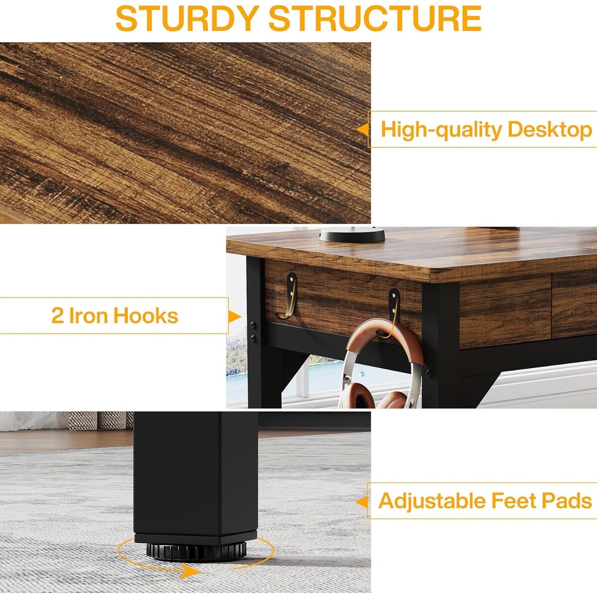 78.7" Extra Long Computer Desk, Two Person Large Desk with 2 Drawers