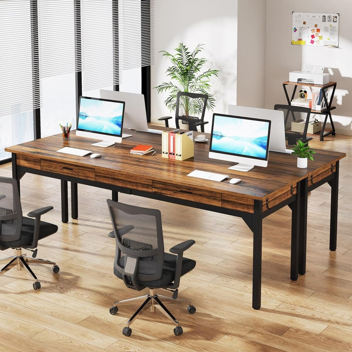 78.7" Extra Long Computer Desk, Two Person Large Desk with 2 Drawers