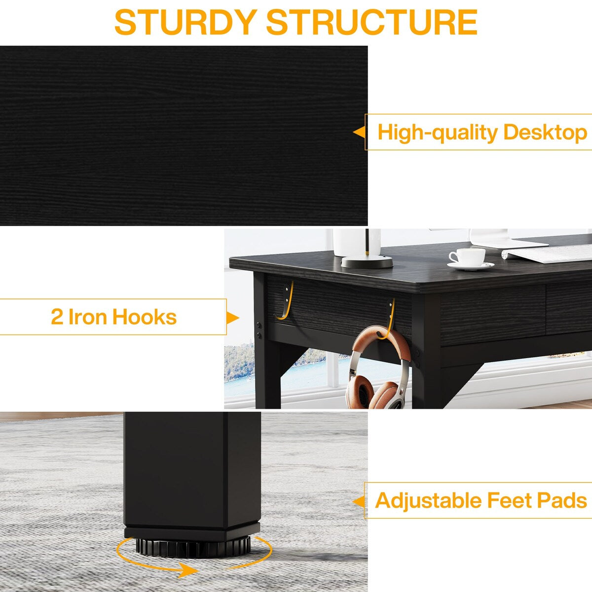 78.7" Extra Long Computer Desk, Two Person Large Desk with 2 Drawers