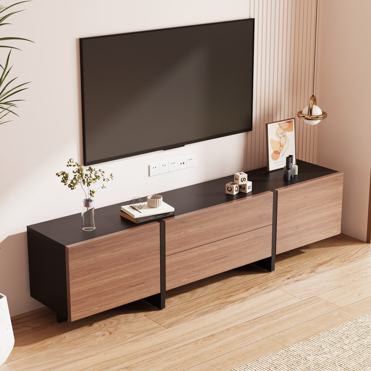 78.7"Home Entertainment Center with Flip-out cabinet doors & Drawers - 78.7"W