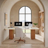 78.8-inch Large Executive Desk Home Office Desks with Travertine Slab Top for Study Room Office