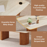78.8-inch Large Executive Desk Home Office Desks with Travertine Slab Top for Study Room Office