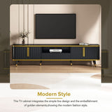78.8" Luxury Minimalism TV Stand with Storage Shelves and Unique Gold Legs - White/Black