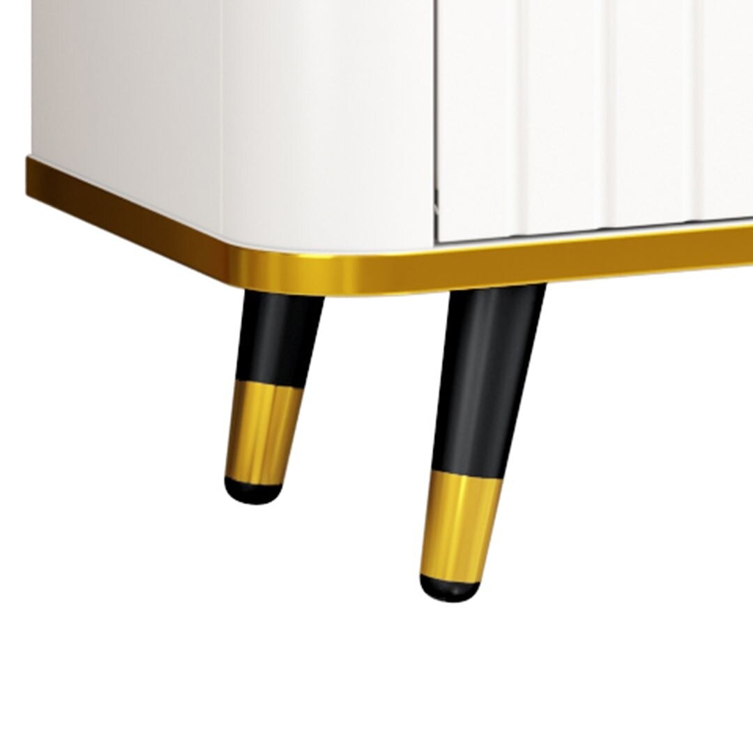 78.8" Luxury Minimalism TV Stand with Storage Shelves and Unique Gold Legs - White/Black