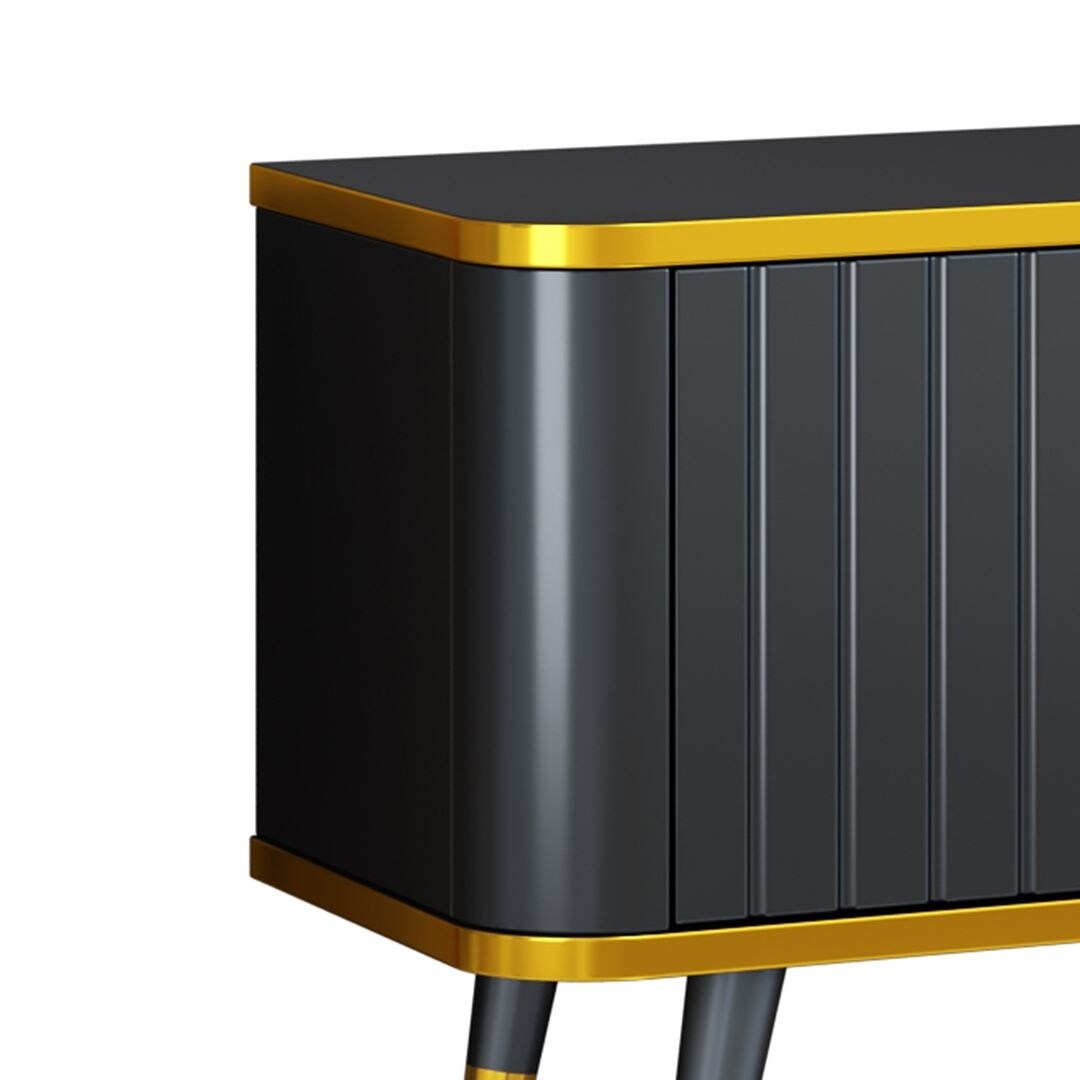 78.8" Luxury Minimalism TV Stand with Storage Shelves and Unique Gold Legs - White/Black